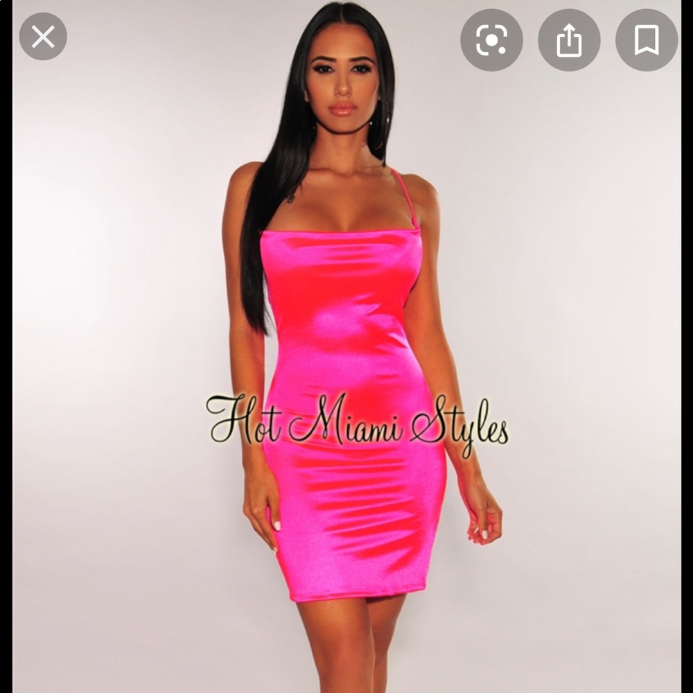 NEW Hot Miami styles pink satin lace up dress SZ L
